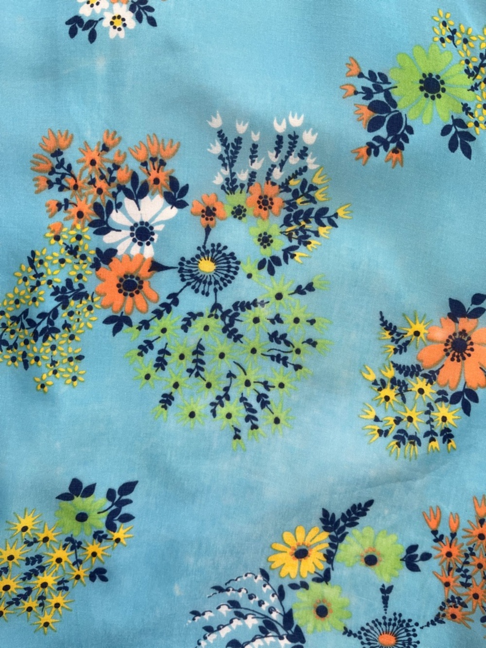 Vintage 1970s Handsewn Ruffle Hem Blue Floral Skirt 26” Waist Fully Lined - Picture 14 of 14